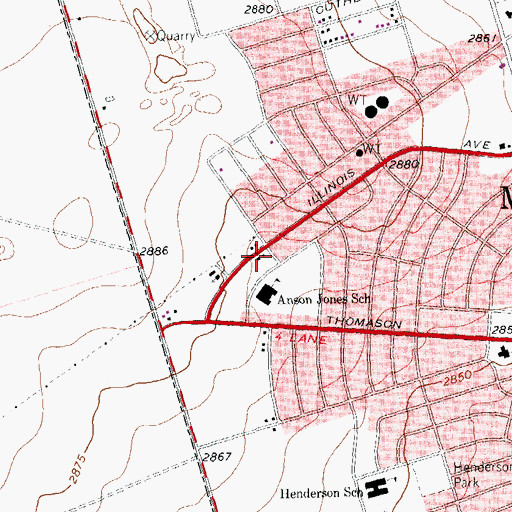 Topographic Map of Jones Elementary School, TX