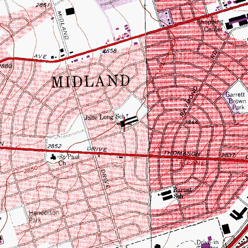 Topographic Map of Long Elementary School, TX