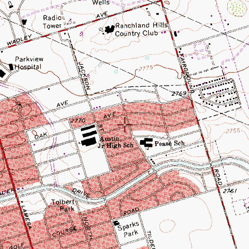 Topographic Map of Pease Elementary School, TX