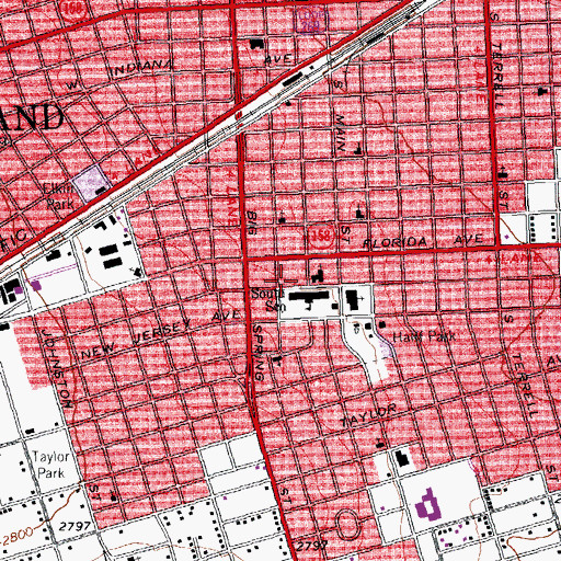 Topographic Map of South Elementary School, TX