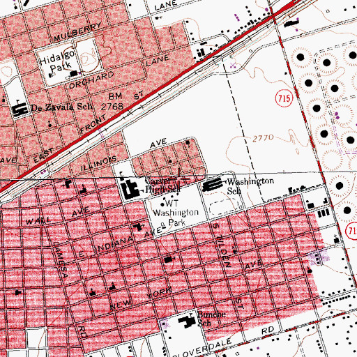 Topographic Map of Washington Elementary School, TX