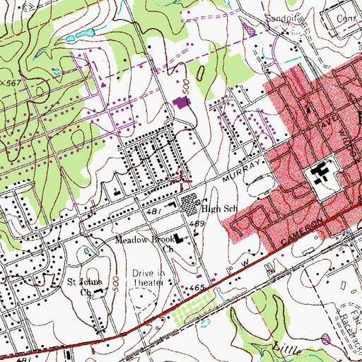 Topographic Map of Rockdale High School, TX
