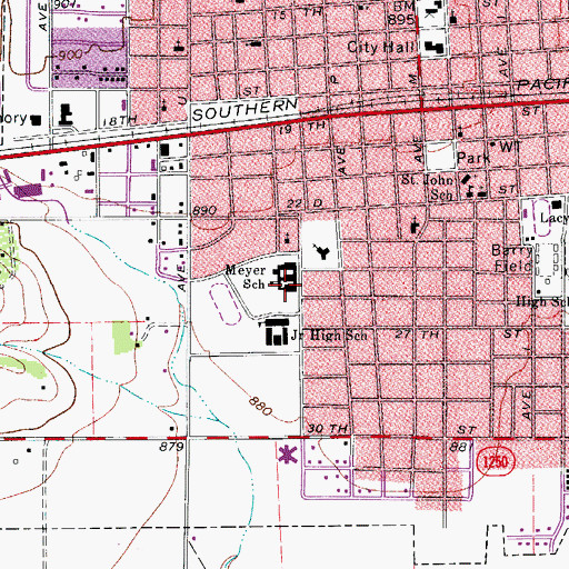 Topographic Map of Meyer Elementary School, TX