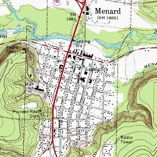 Topographic Map of Menard Elementary School, TX