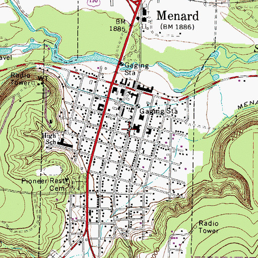Topographic Map of Menard Middle School, TX