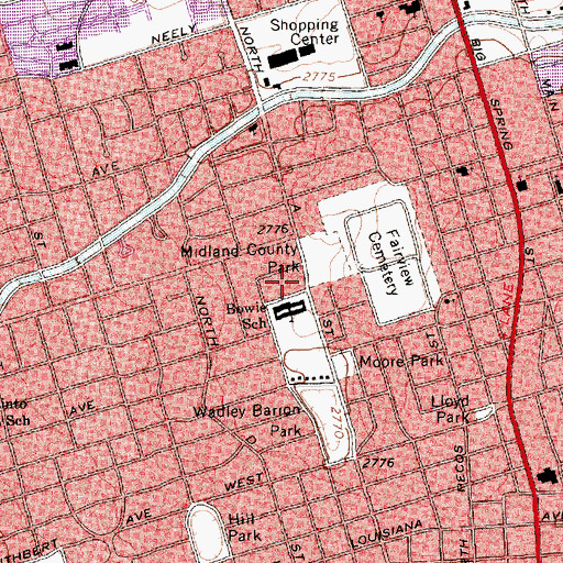 Topographic Map of Bowie Elementary School, TX