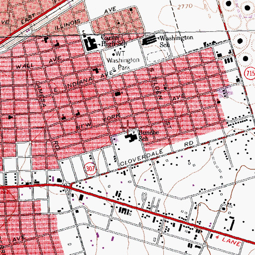 Topographic Map of Bunche Early Childhood Center, TX