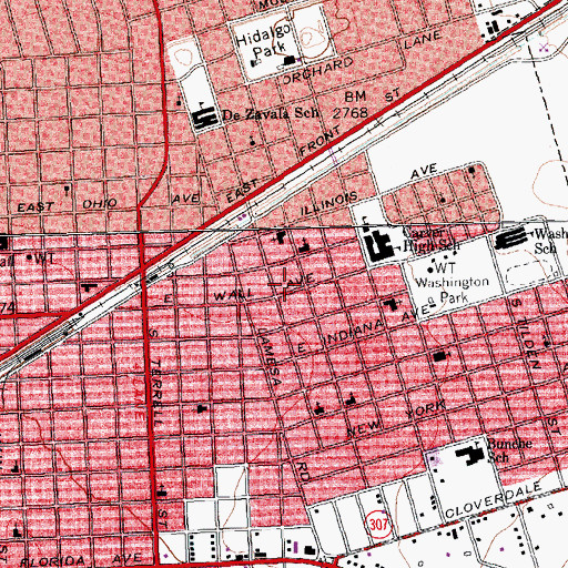 Topographic Map of Carver Elementary School, TX