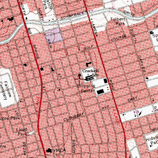 Topographic Map of Crockett Elementary School, TX
