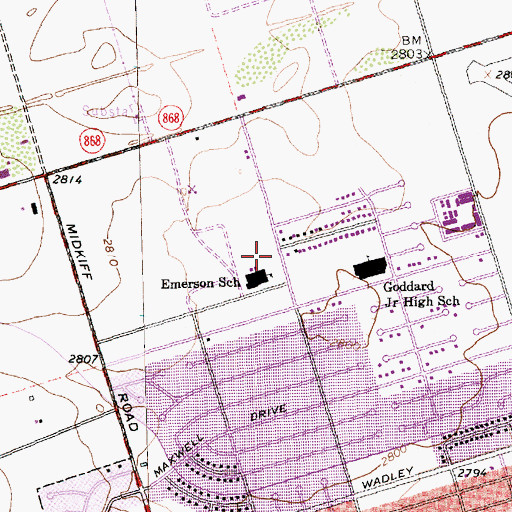 Topographic Map of Emerson Elementary School, TX