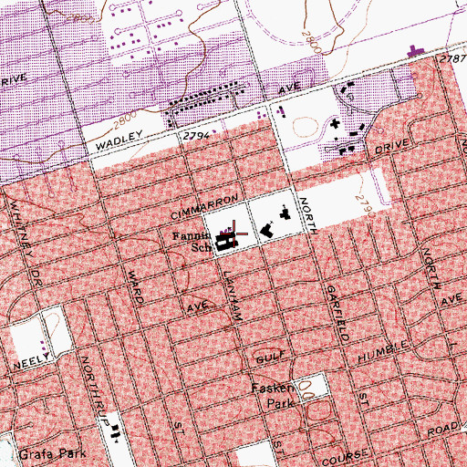 Topographic Map of Fannin Elementary School, TX