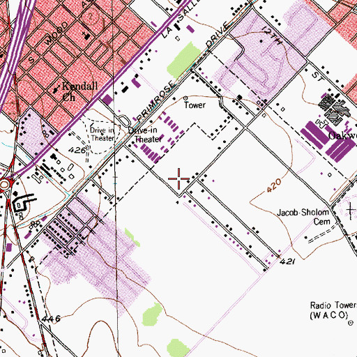 Topographic Map of South Waco Elementary School, TX