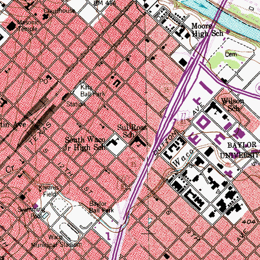 Topographic Map of Sul Ross Elementary School, TX