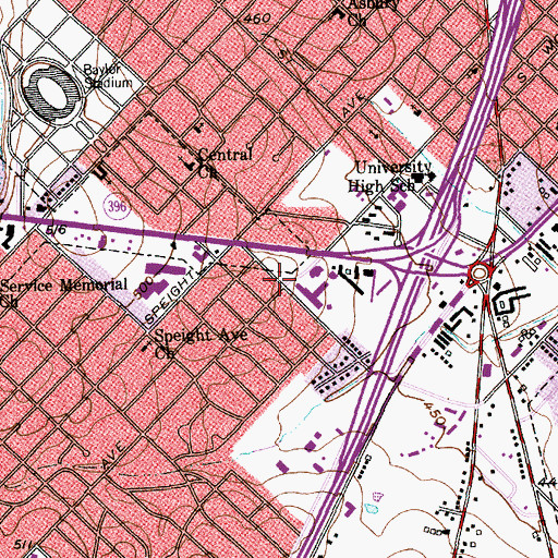 Topographic Map of University Middle School, TX