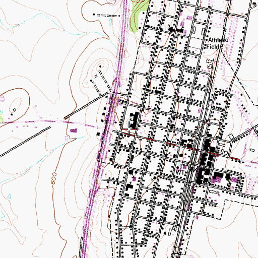 Topographic Map of West Elementary School, TX