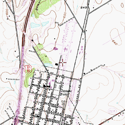 Topographic Map of West Middle School, TX