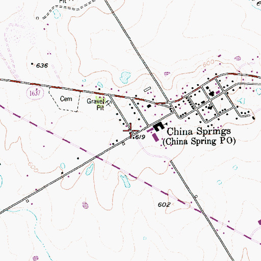 Topographic Map of China Spring Middle School, TX