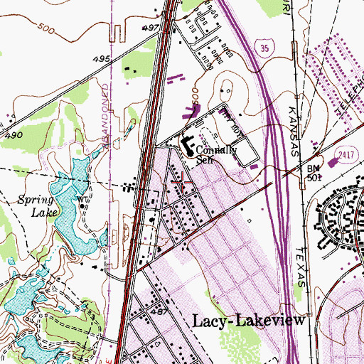 Topographic Map of Connally Intermediate and Middle School, TX