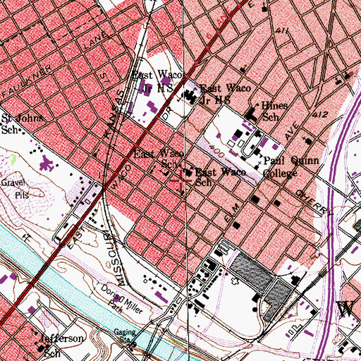 Topographic Map of E L Harrison Charter School, TX