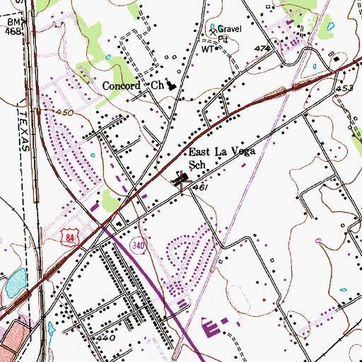 Topographic Map of East La Vega Intermediate School, TX