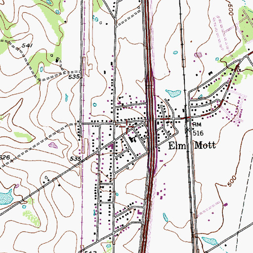 Topographic Map of Elm Mott Learning Center, TX