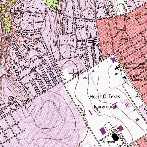 Topographic Map of Lake Air Middle School, TX