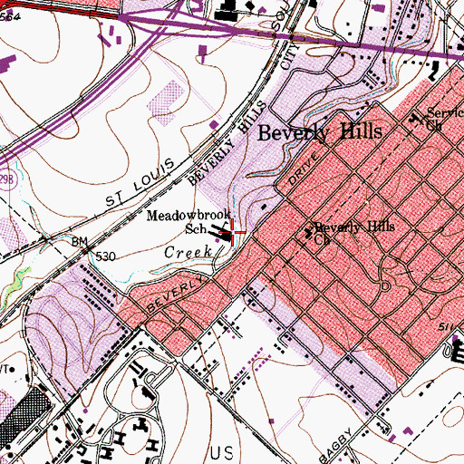 Topographic Map of Meadowbrook Elementary School, TX