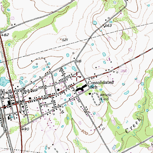 Topographic Map of Riesel School, TX