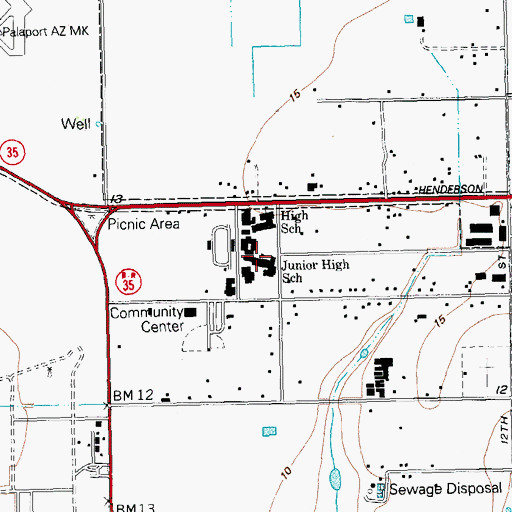 Topographic Map of Palacios High School, TX