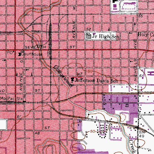 Topographic Map of Pierce Campus Bay City Independent School District Public Information and Communications Office, TX