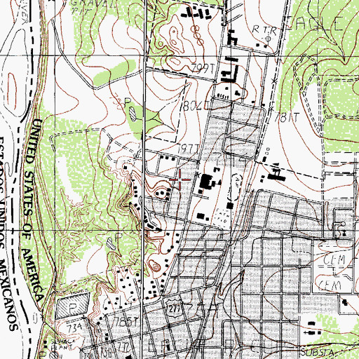 Topographic Map of Eagle Pass Junior High School, TX