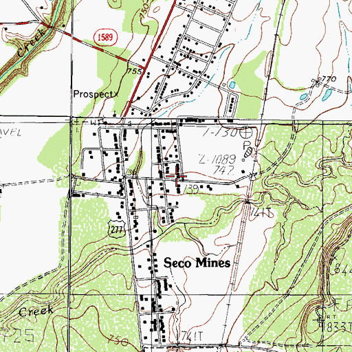 Topographic Map of Seco Mines Elementary School, TX