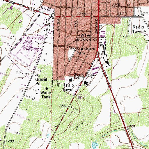 Topographic Map of Brady Elementary School, TX