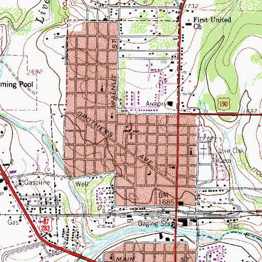 Topographic Map of North Ward Primary School, TX