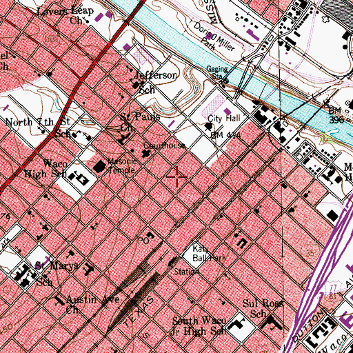 Topographic Map of A J Moore Academy, TX