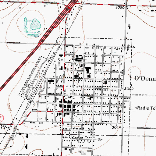 Topographic Map of O'Donnell High School, TX