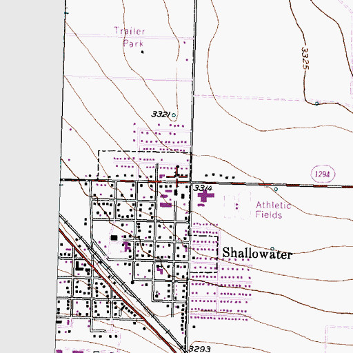 Topographic Map of Shallowater High School, TX