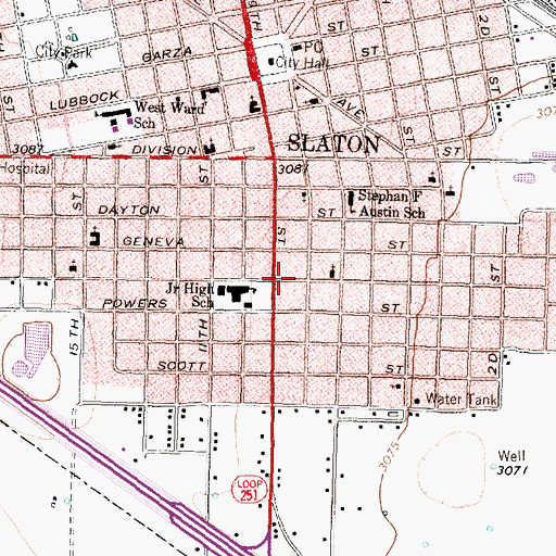 Topographic Map of Slaton Junior High School, TX