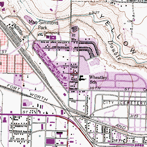 Topographic Map of Wheatley Elementary School, TX