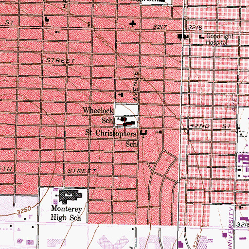 Topographic Map of Wheelock Elementary School, TX