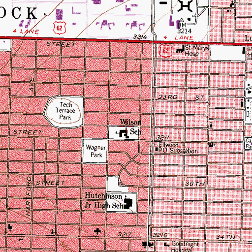 Topographic Map of Wilson Elementary School, TX