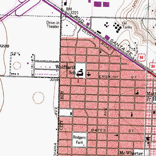 Topographic Map of Wolffarth Elementary School, TX