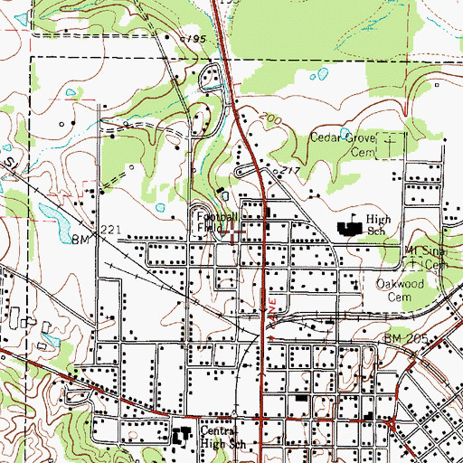 Topographic Map of Jefferson Elementary School, TX