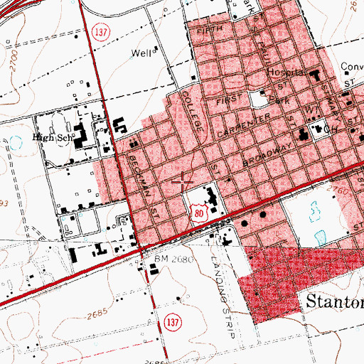 Topographic Map of Stanton Elementary School, TX