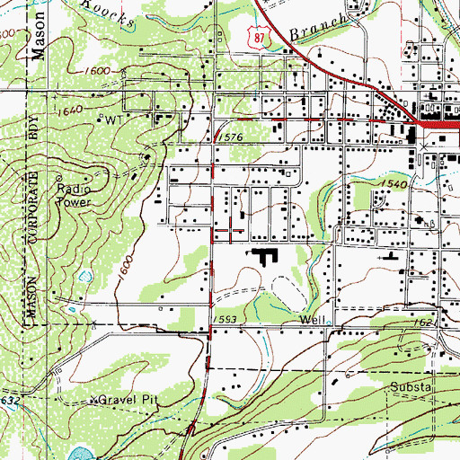 Topographic Map of Mason Elementary and Junior High School, TX