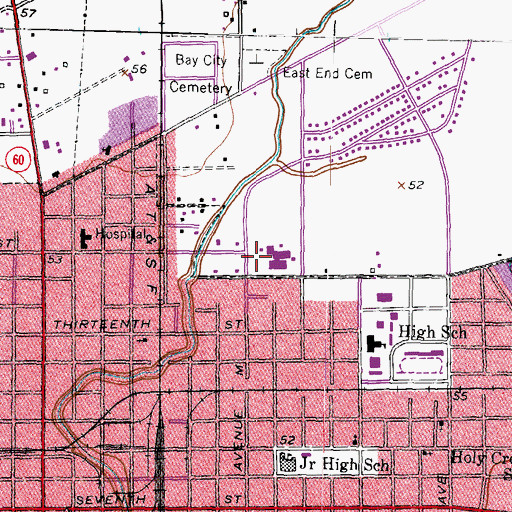 Topographic Map of Bay City Middle School, TX