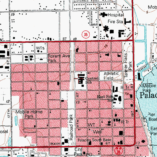 Topographic Map of Central Elementary School, TX