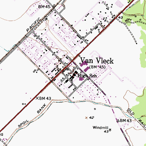 Topographic Map of Van Vleck Intermediate School, TX