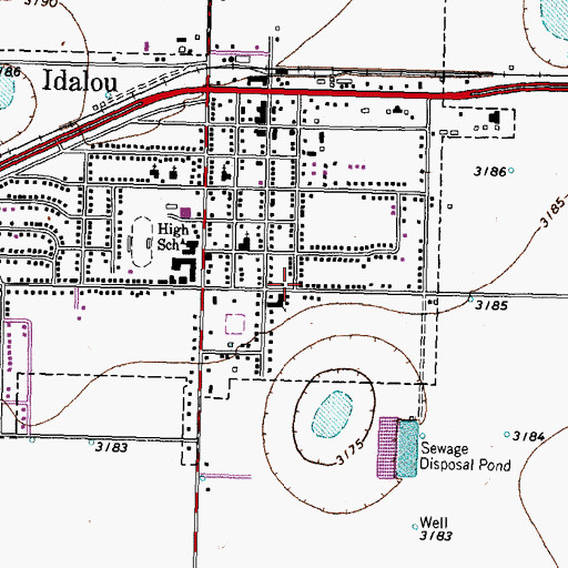 Topographic Map of Idalou Middle School, TX
