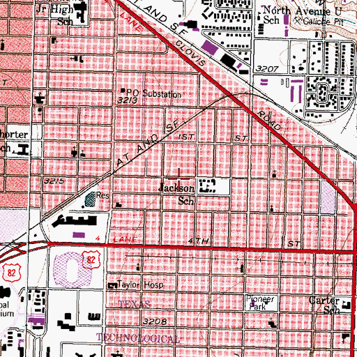Topographic Map of Jackson Elementary School, TX